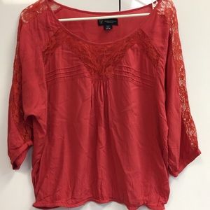 AEO American Eagles red viscose lace blouse medium